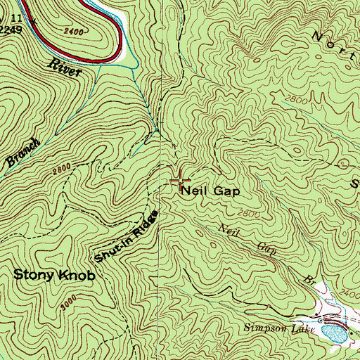 Topographic Map of Neil Gap, NC