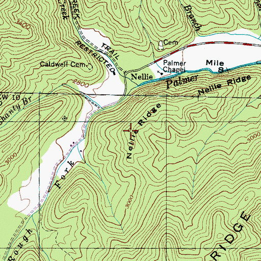 Topographic Map of Nellie Ridge, NC