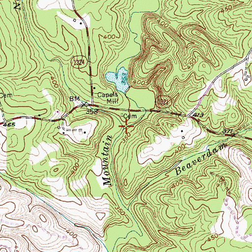 Topographic Map of Nells Branch, NC
