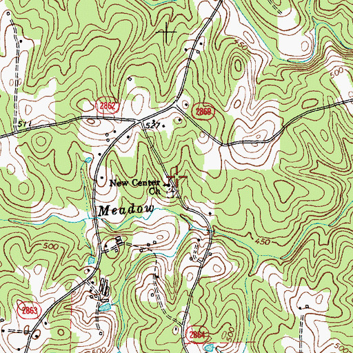 Topographic Map of New Center Church, NC