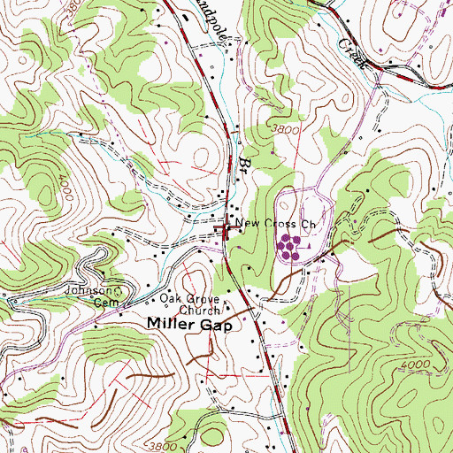 Topographic Map of New Cross Church, NC