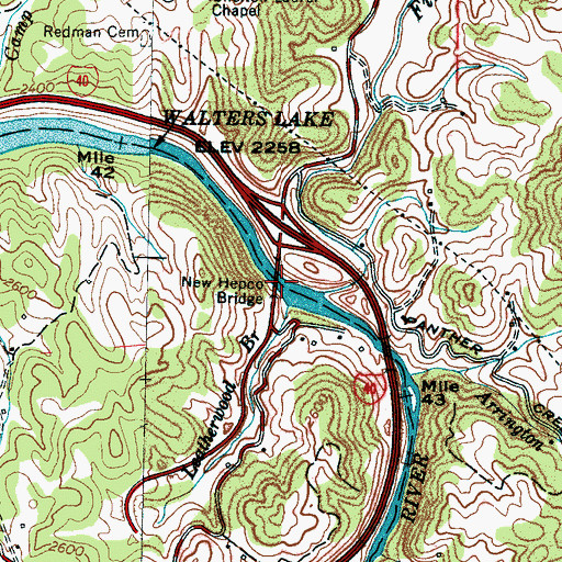 Topographic Map of New Hepco Bridge, NC