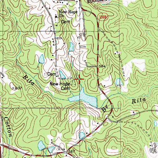 Topographic Map of New Hope Cemetery, NC