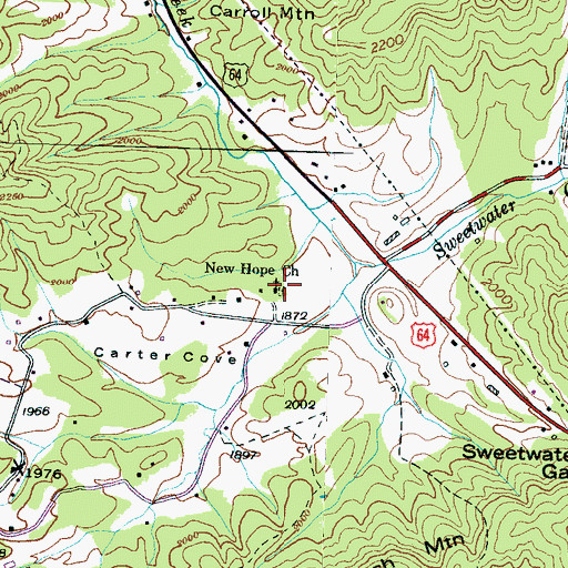 Topographic Map of New Hope Church, NC