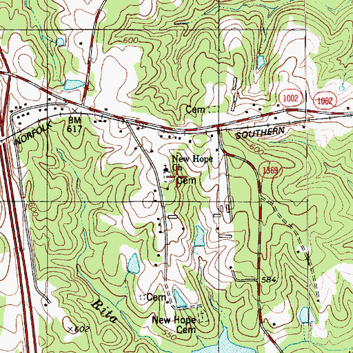 Topographic Map of New Hope Church, NC