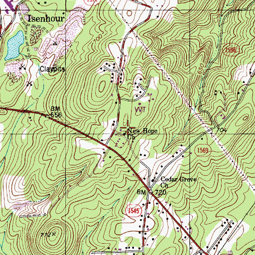 Topographic Map of New Hope Church, NC