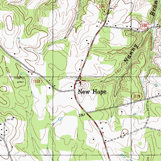 Topographic Map of New Hope Church, NC