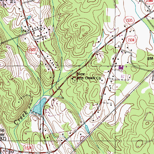 Topographic Map of New Mountain Creek Church, NC