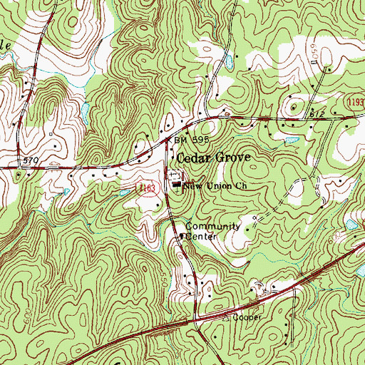 Topographic Map of New Union Church, NC
