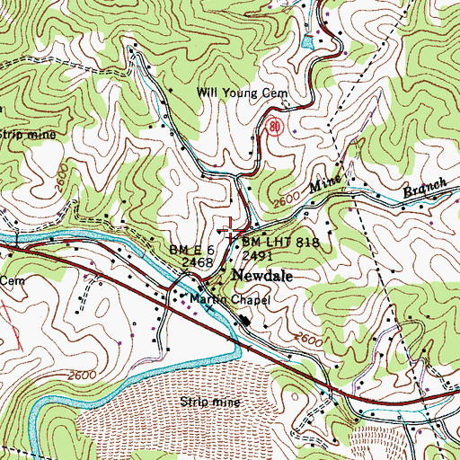 Topographic Map of Newdale, NC