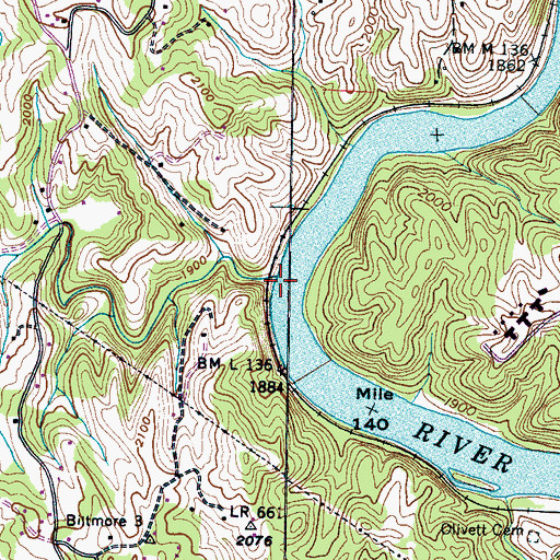 Topographic Map of Newfound Creek, NC