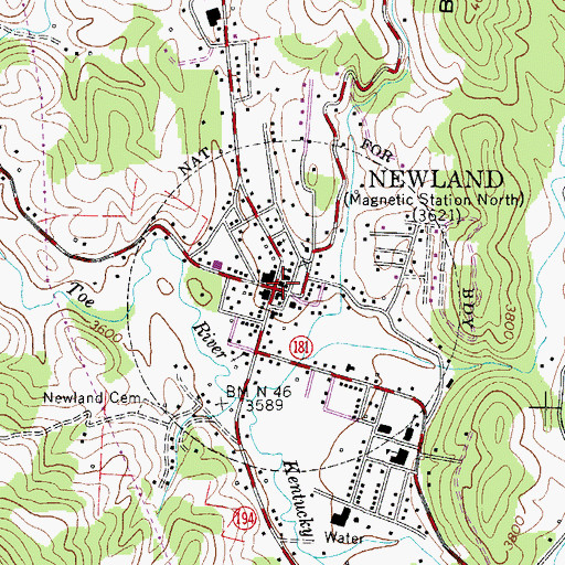 Topographic Map of Newland, NC
