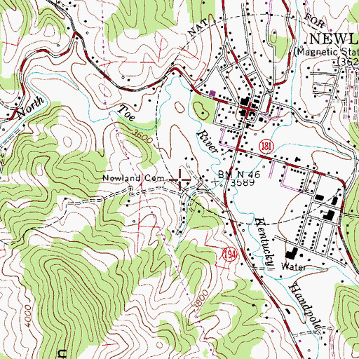 Topographic Map of Newland Cemetery, NC