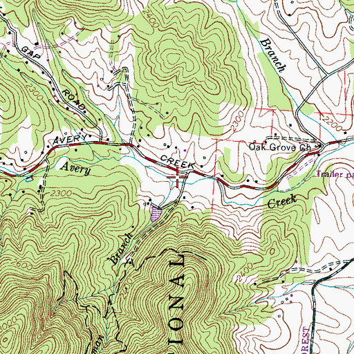 Topographic Map of Newman Branch, NC