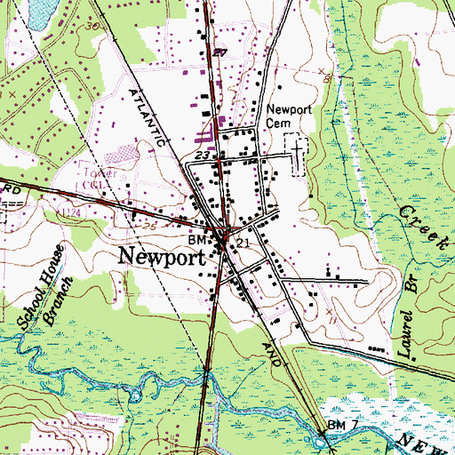 Topographic Map of Newport, NC