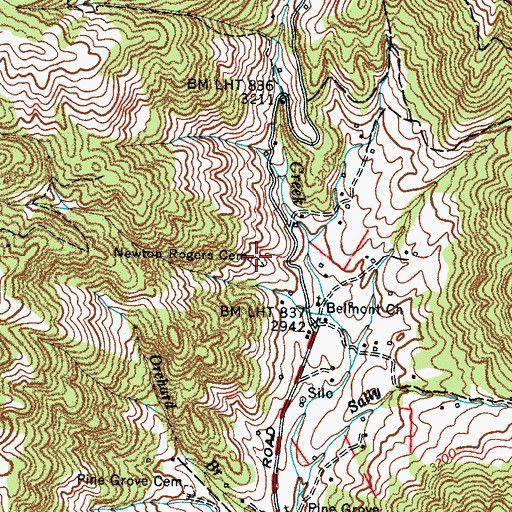 Topographic Map of Newton Rogers Cemetery, NC