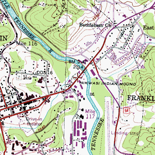 Topographic Map of Nikwasi Indian Mound, NC