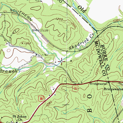 Topographic Map of Nix Branch, NC