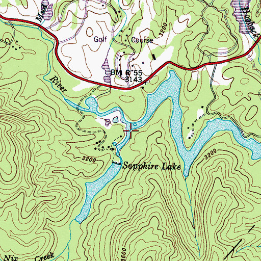 Topographic Map of Nix Creek, NC
