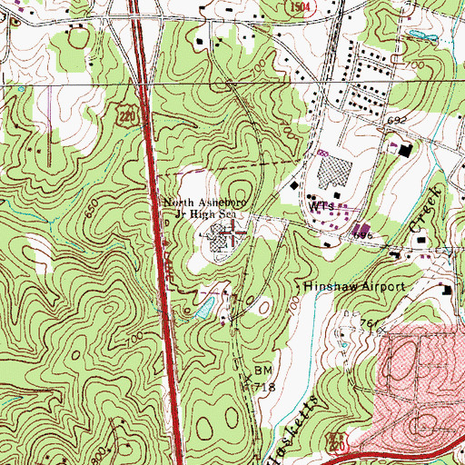 Topographic Map of North Asheboro Junior High School, NC