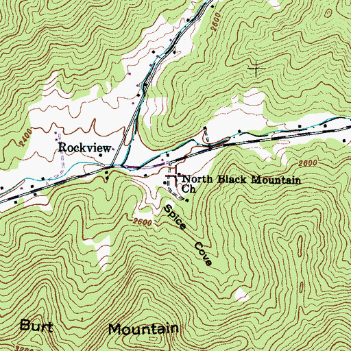 Topographic Map of North Black Mountain Church, NC