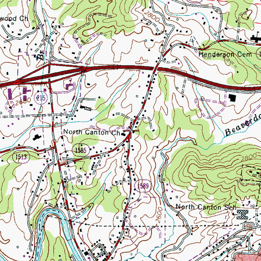 Topographic Map of North Canton Church, NC