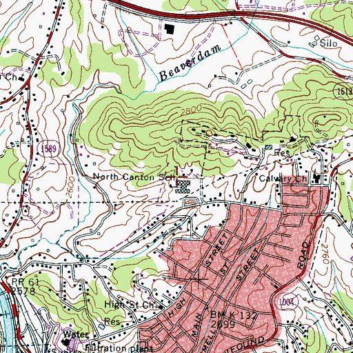 Topographic Map of North Canton School, NC