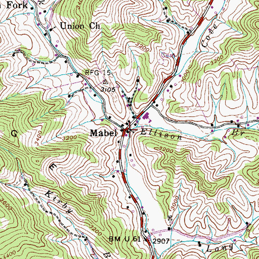Topographic Map of North Fork Cove Creek, NC