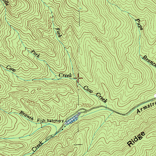 Topographic Map of North Fork Cow Creek, NC