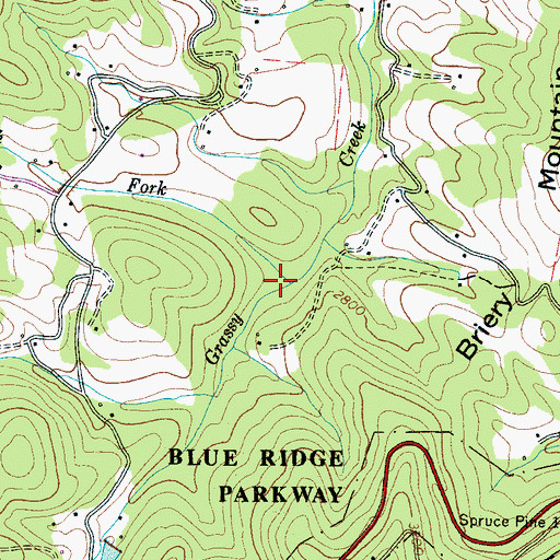 Topographic Map of North Fork Grassy Creek, NC