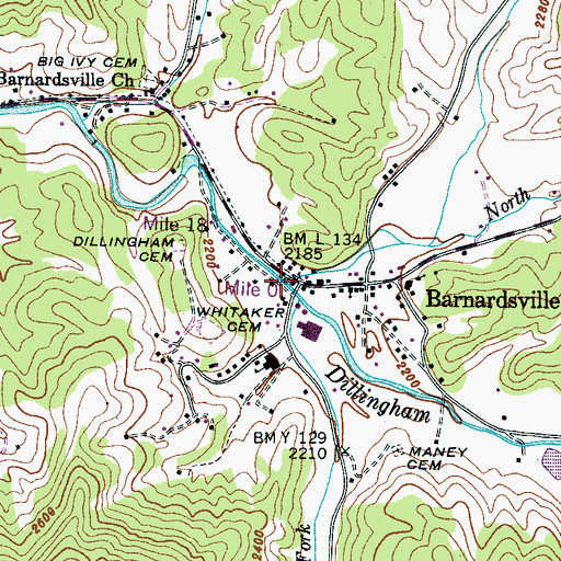 Topographic Map of North Fork Ivy Creek, NC