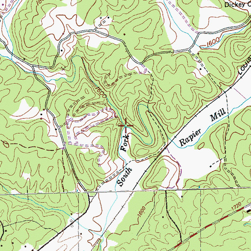 Topographic Map of North Fork Rapier Mill Creek, NC