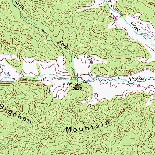 Topographic Map of North Fork Tucker Creek, NC