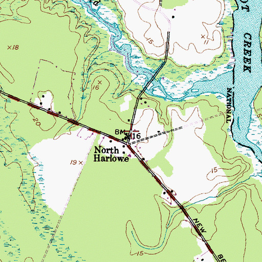 Topographic Map of North Harlowe, NC