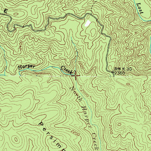 Topographic Map of North Harper Creek, NC