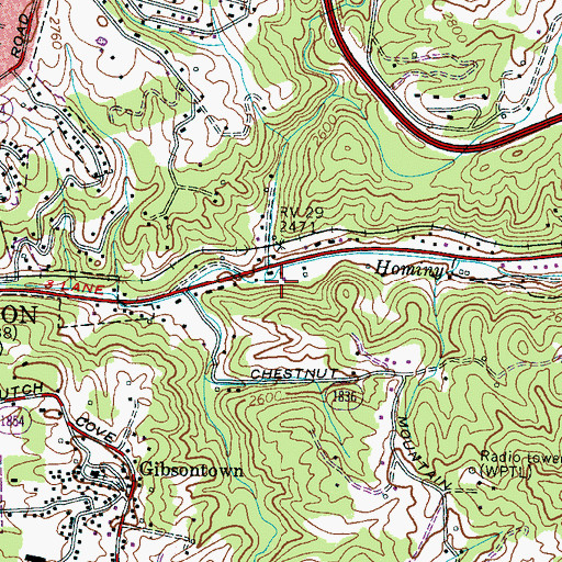 Topographic Map of North Hominy Creek, NC