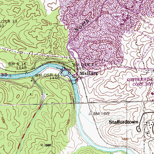 Topographic Map of North Potato Creek, TN