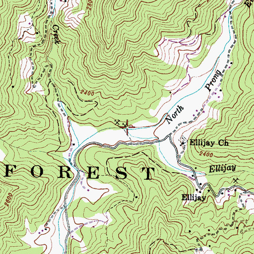 Topographic Map of North Prong Ellijay Creek, NC