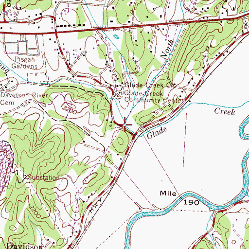 Topographic Map of North Prong Glade Creek, NC