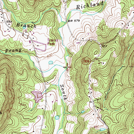 Topographic Map of North Prong Richland Creek, NC