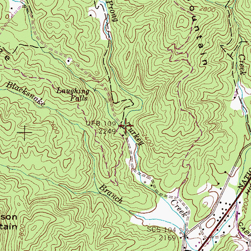 Topographic Map of North Prong Turkey Creek, NC