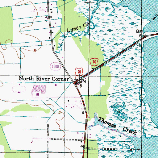 Topographic Map of North River Corner, NC
