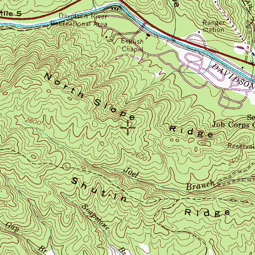 Topographic Map of North Slope Ridge, NC