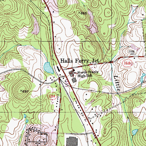 Topographic Map of North Stanly High School, NC