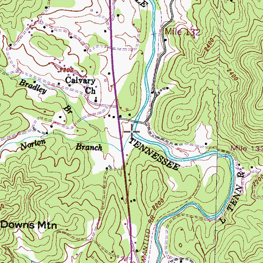 Topographic Map of Norton Branch, NC