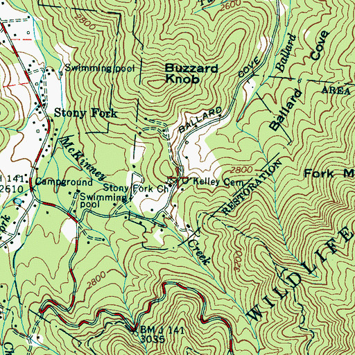 Topographic Map of O'Kelley Cemetery, NC