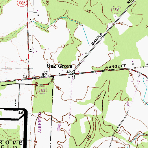 Topographic Map of Oak Grove, NC