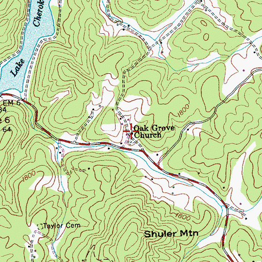 Topographic Map of Oak Grove Church, NC