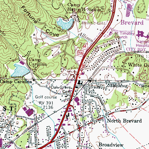 Topographic Map of Oak Grove Church, NC