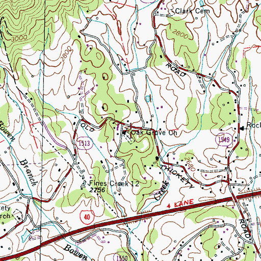 Topographic Map of Oak Grove Church, NC